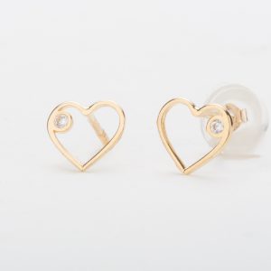 עגילי זהב צמודים - לב סוניה