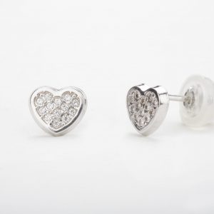 עגילי זהב צמודים - לב מלכותי