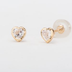 עגילי זהב צמודים - לב יסמין