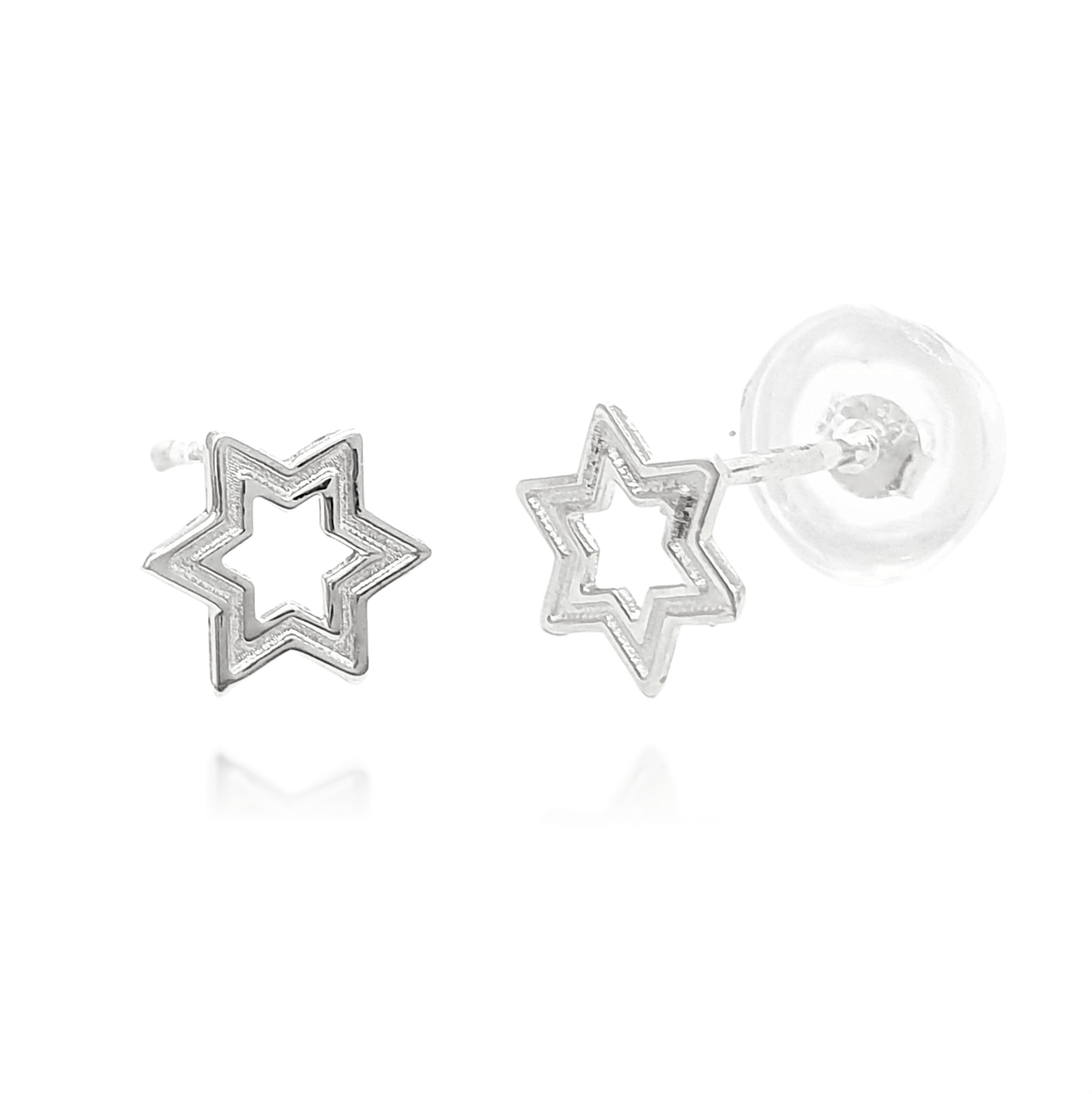 עגילי זהב צמודים - מגן דויד
