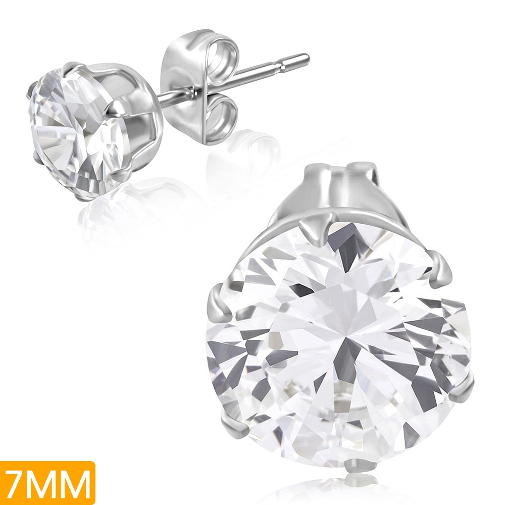 עגיל שיבוץ זרקון 7 מ"מ