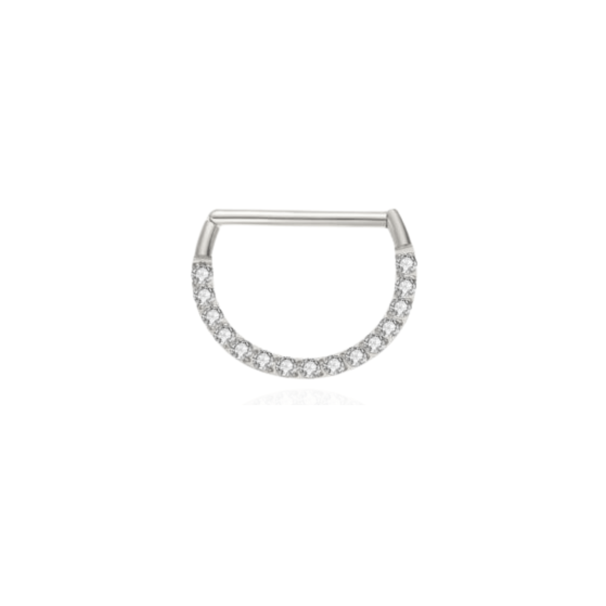 עגיל טיטניום - חישוק D משובץ בצד 8 מ"מ